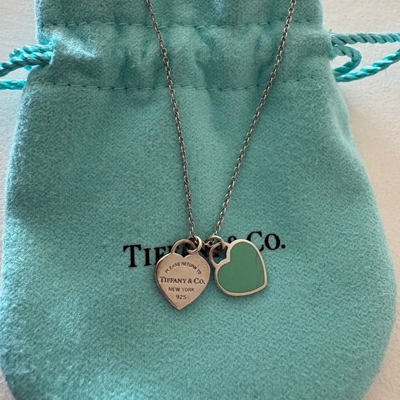 Tiffany & Co. Blue Enamel Mini Hearts Necklace